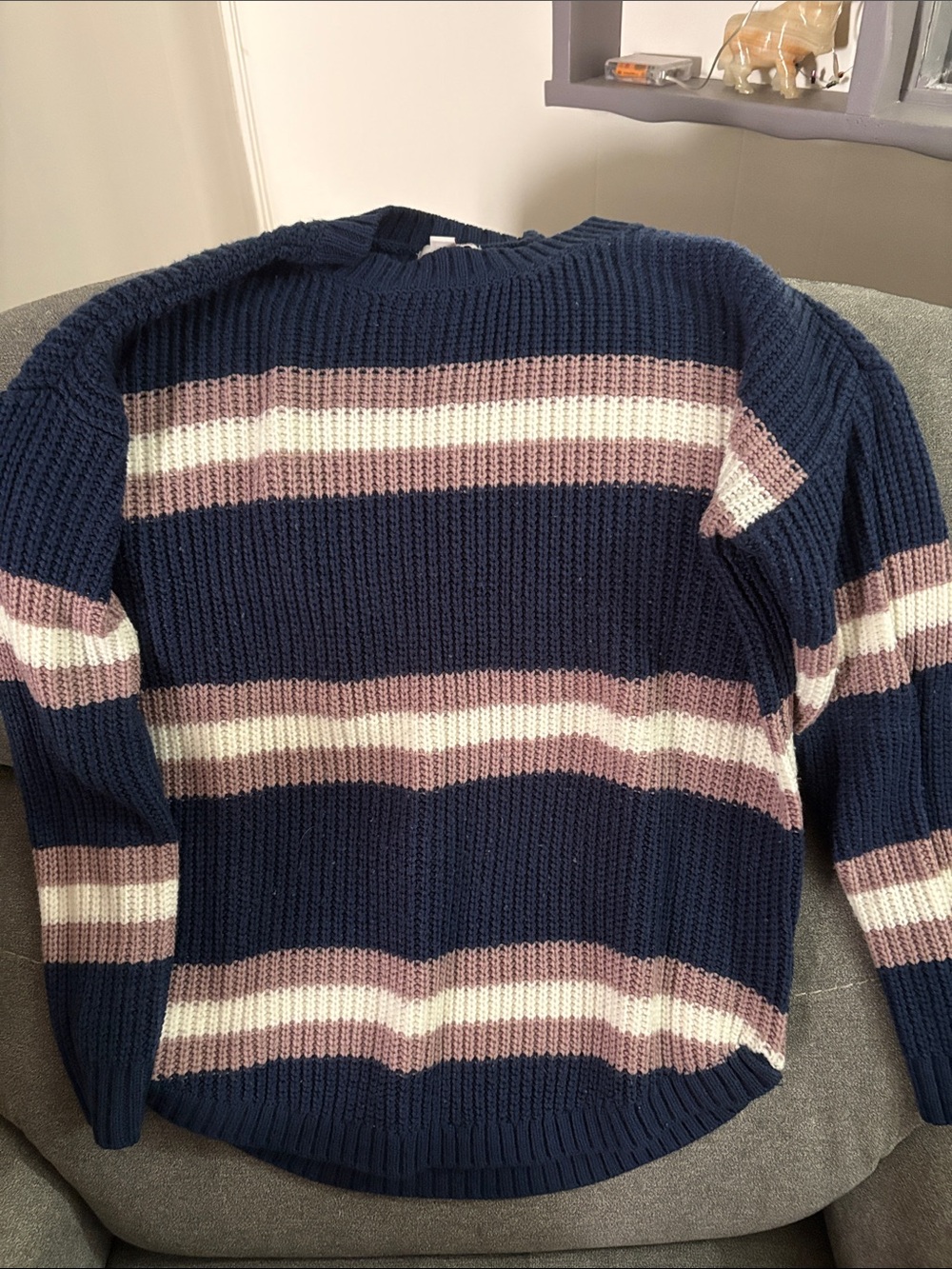 SO Navy, Mauve & Cream Striped Knit Sweater
